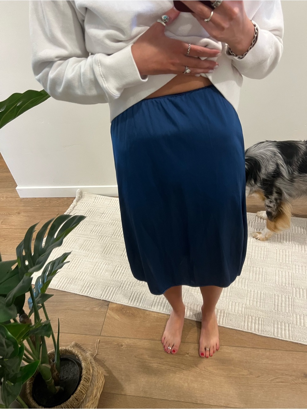 Vintage navy blue slip skirt